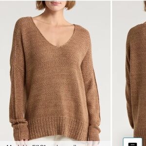 Lucky Brand Women’s SZ M Netural/Tan/Taupe V-Neck Knit Relaxed Fit Sweater